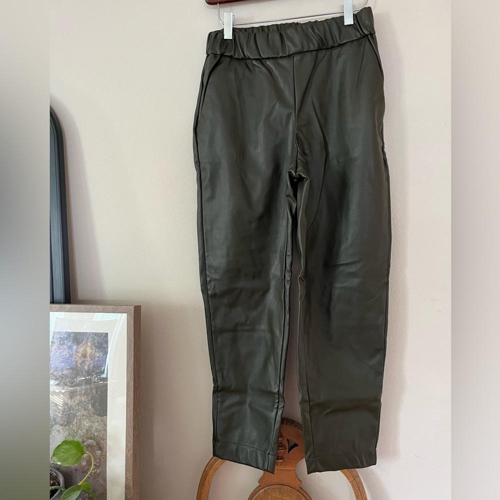 Green high waisted pleather pants!